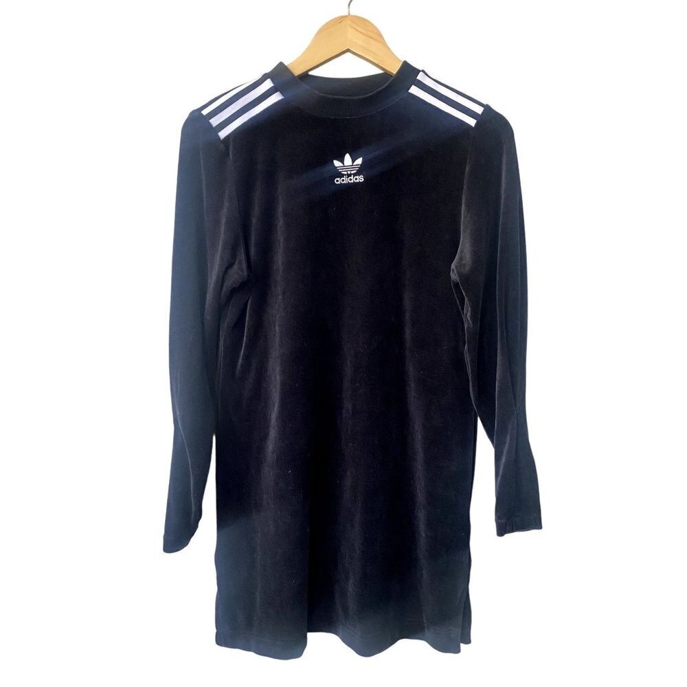 Adidas Y2K Long Sleeve Size S Shirt Originals Velvet Black Dress